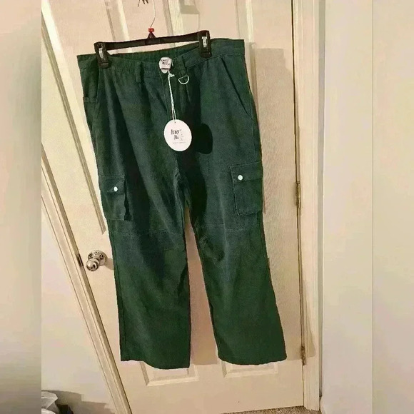 Princess Polly NWT Paige Mid Rise Cargo Jeans Denim Green Size 10 - Picture 1 of 8